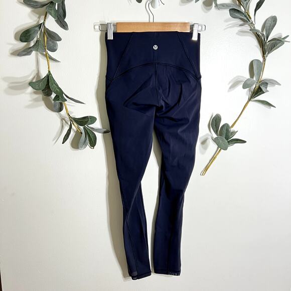 Lululemon Dark Blue Leggings with Mesh Panels LAST CALL - Picture 2 of 7